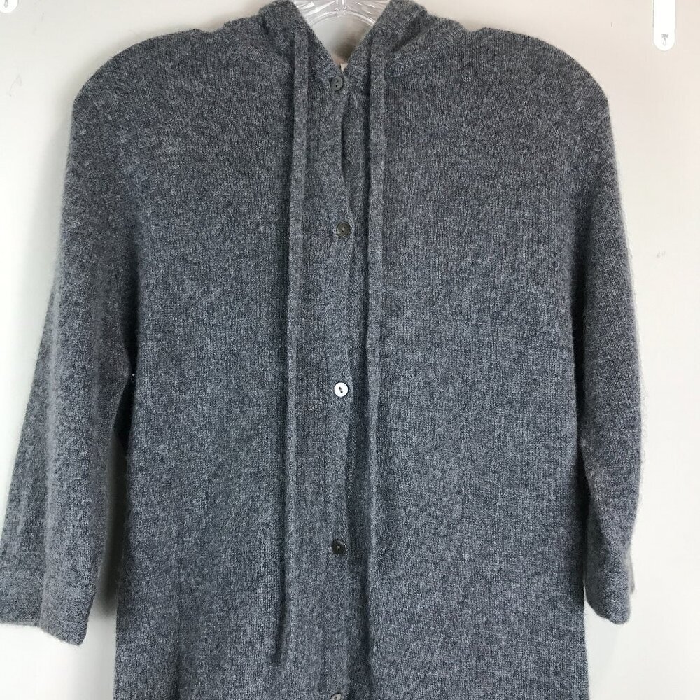 Women's Gray Cashmere button front hooded Cardigan size S